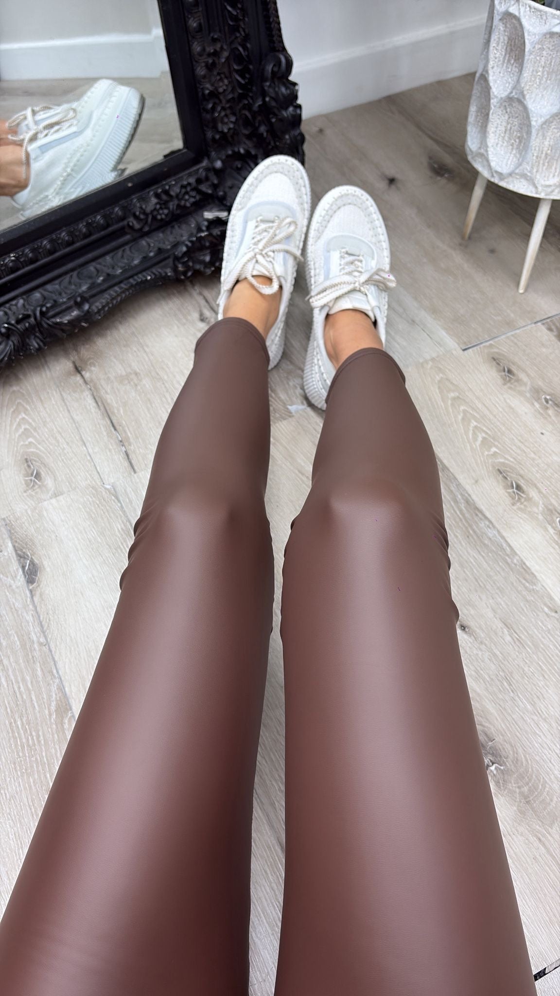 PU LEGGINGS - Brown