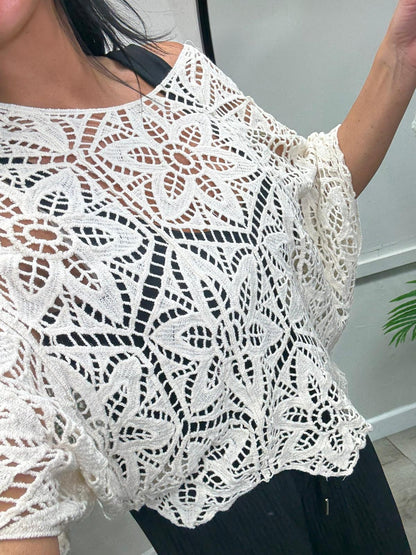 Helen Crochet Top - Beige