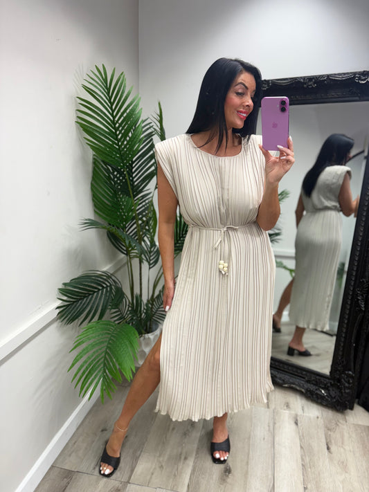 Lauren Crinkle Dress - stone
