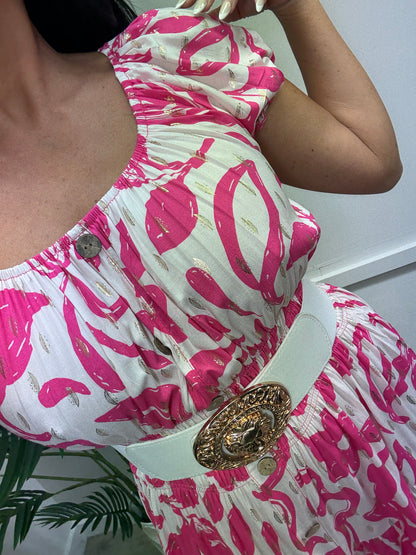 Saffron Midi Dress - Pink