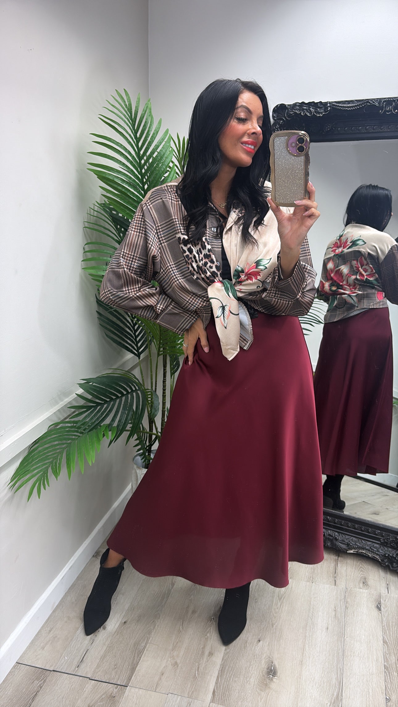 Leopard Satin Shirt - flower
