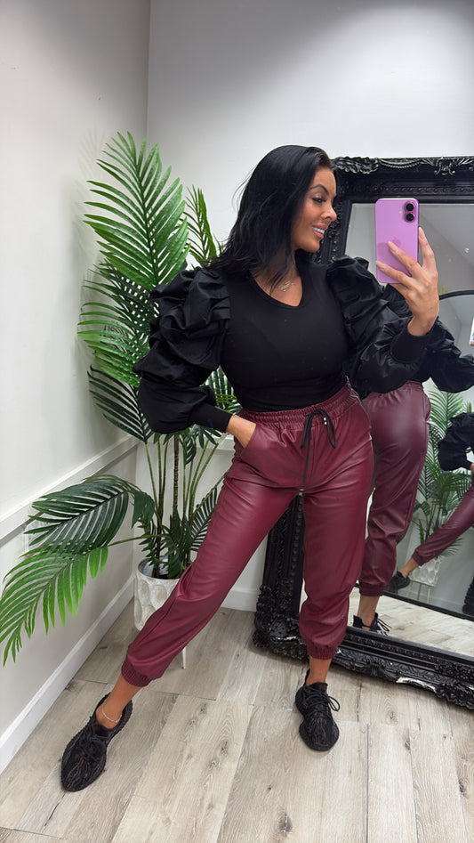 PU JOGGERS - Wine