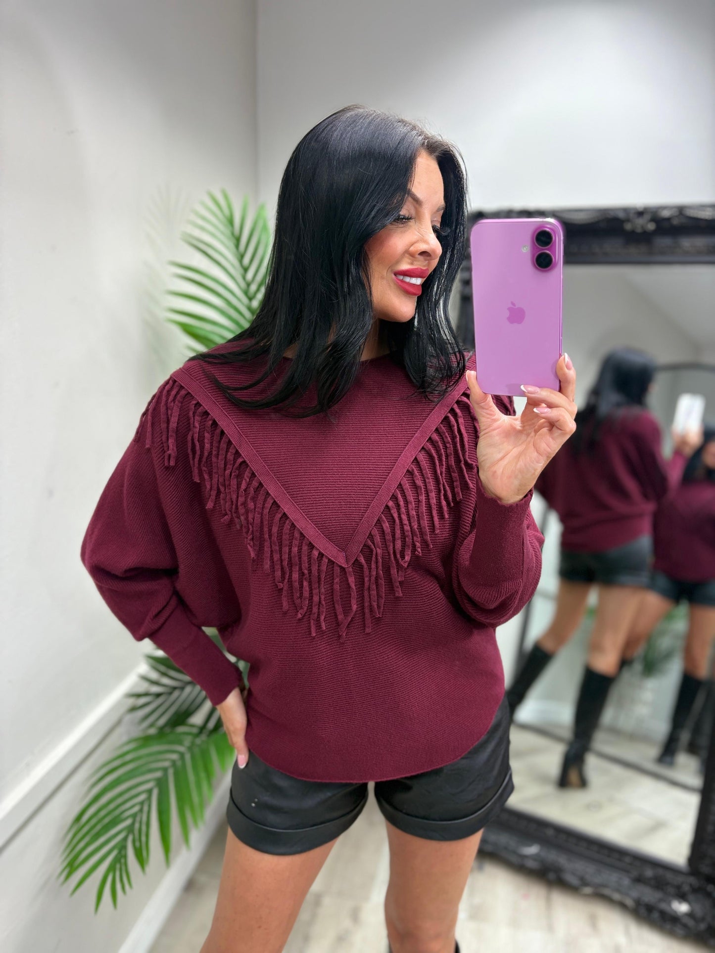 Samantha Tassel Jumper - Wine