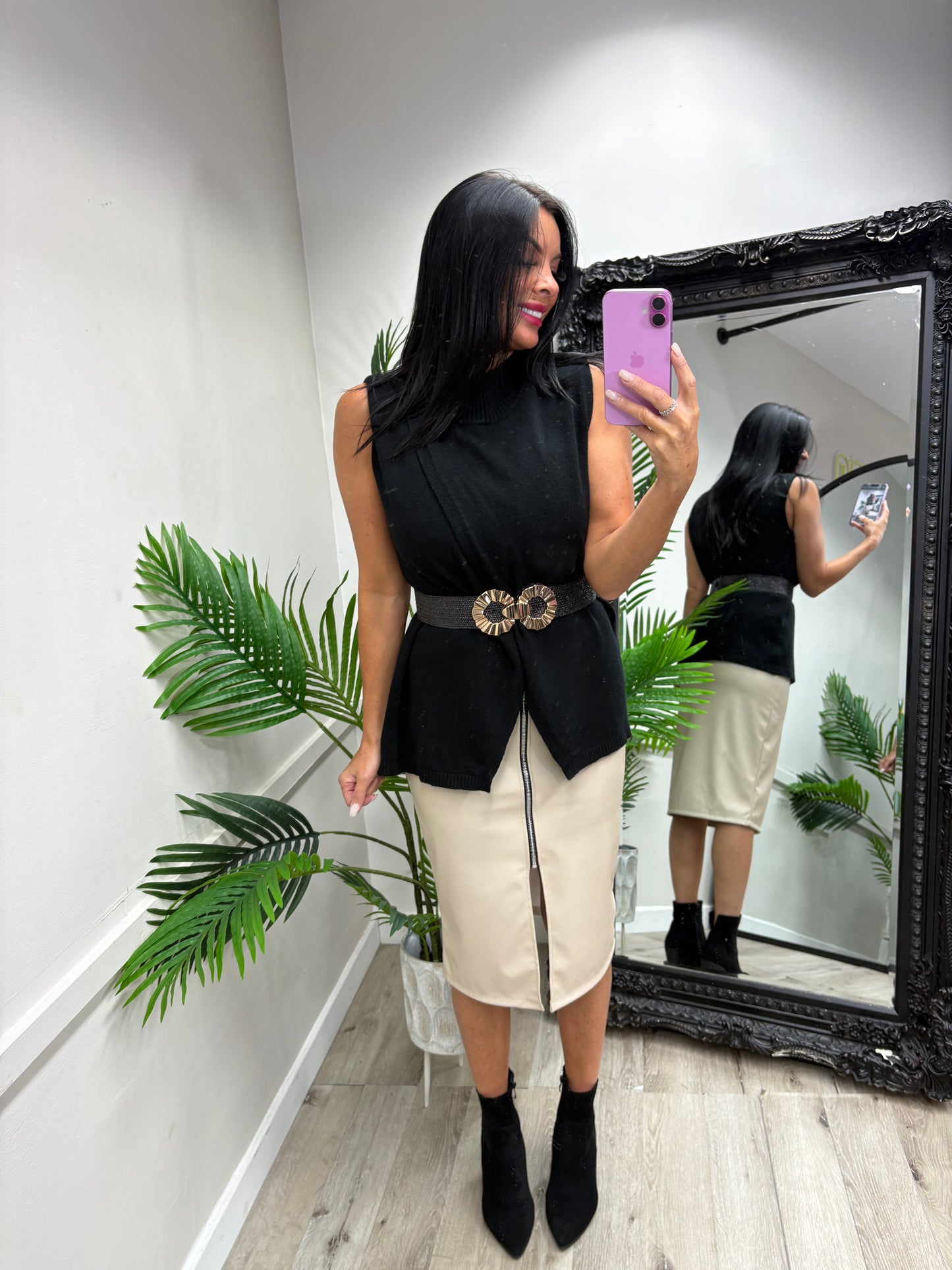PU Beige Skirt