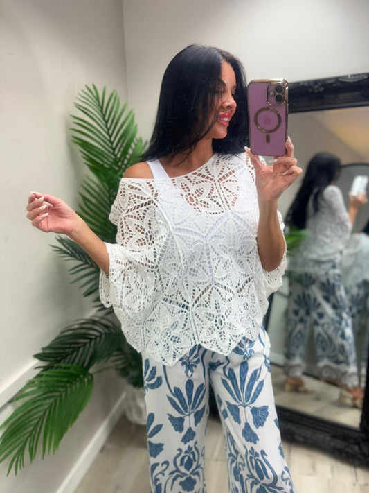 Helen Crochet Top - White