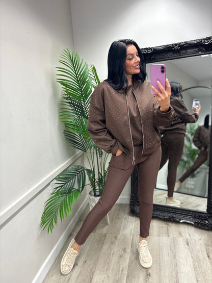 Abigail Diamanté Top - chocolate