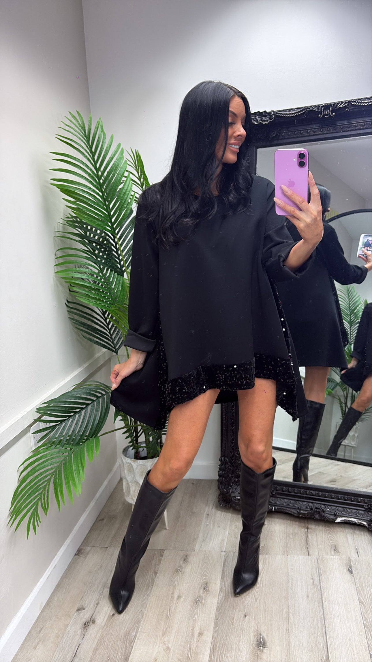 Oversized Sequin Top - Black