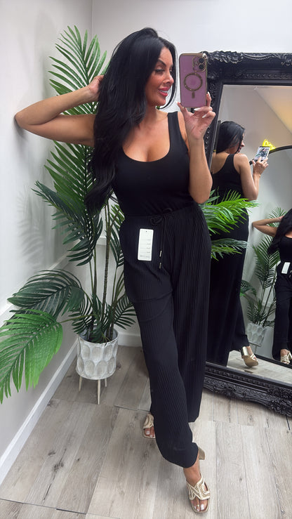 Black Crinkle Trousers
