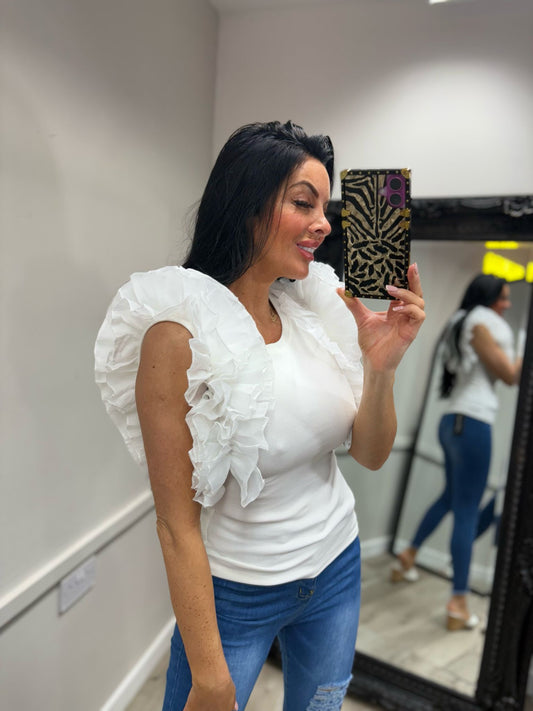 Amelia Puff Arm Top - White