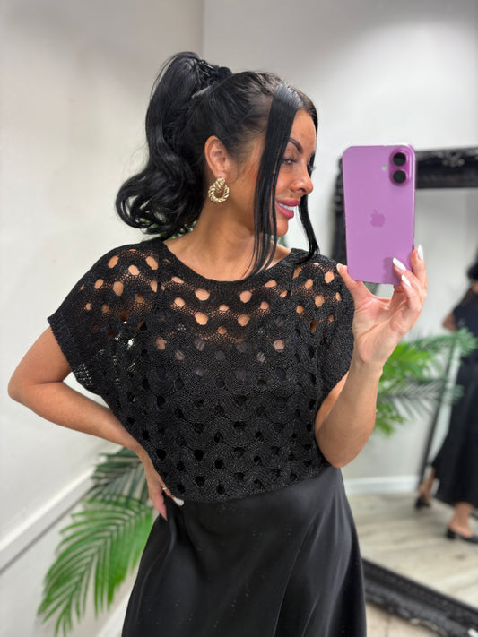 Patsy Shimmer Top - Black