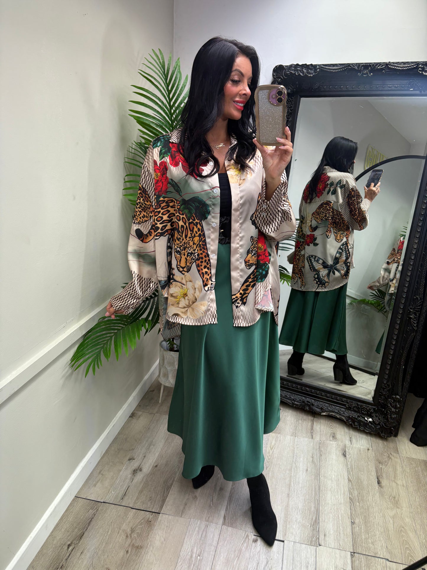 Lara Satin Skirt - Green