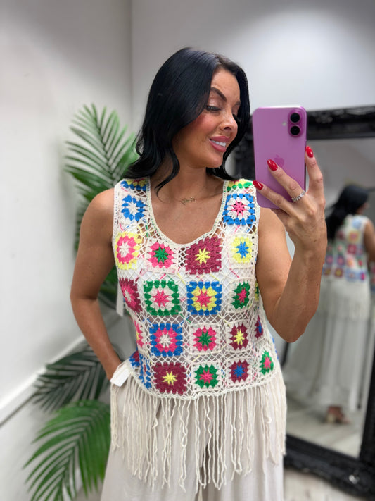Mabel Tassel Top - White