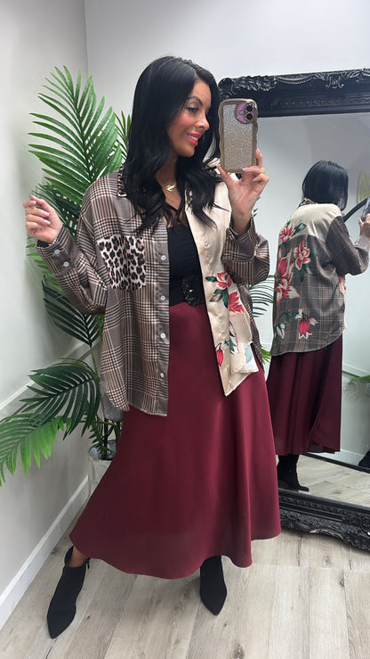 Leopard Satin Shirt - flower