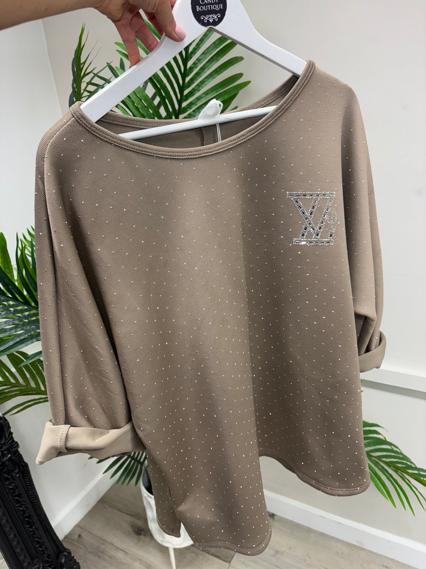Abigail Diamanté Top - Mocha