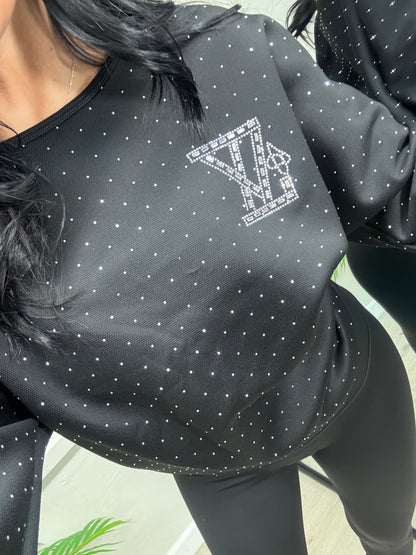 Abigail Diamanté Top - Black