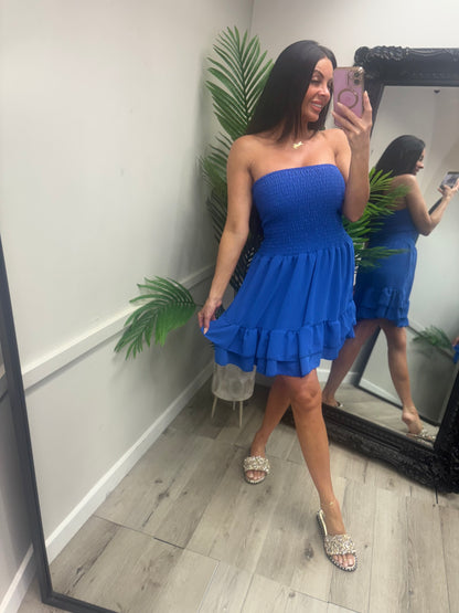 Yasmin Ruffle Dress - Royal blue