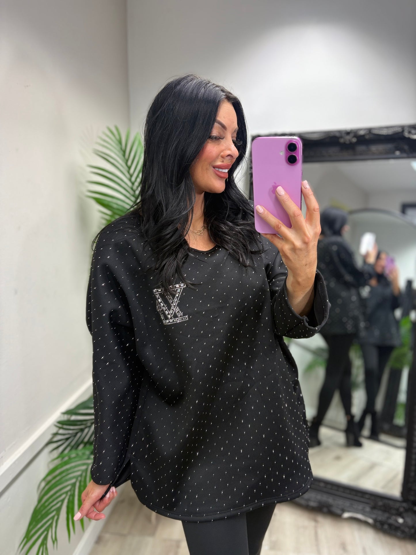 Abigail Diamanté Top - Black
