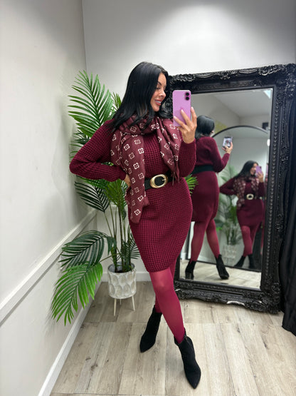 MILEY - Knitted jumper dress -  wine