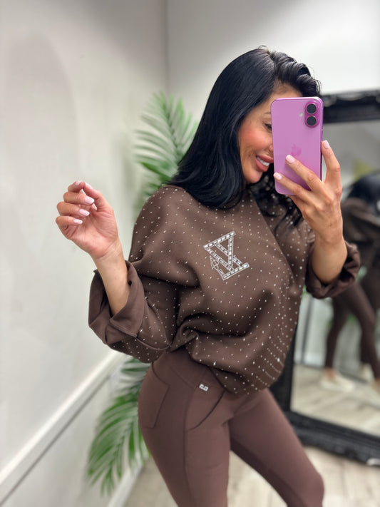 Abigail Diamanté Top - chocolate