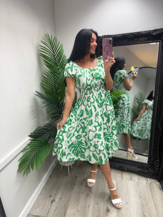 Saffron Midi Dress - Green