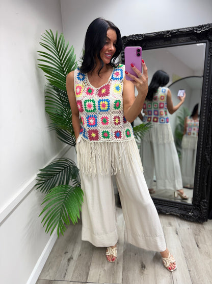 Mabel Tassel Top - White