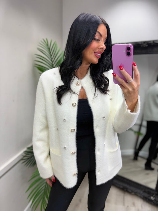 Pearly Cardigan - White