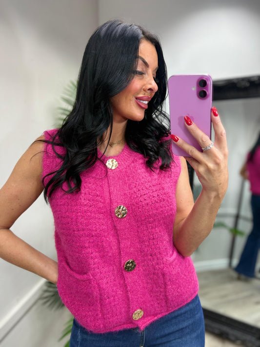 Shakira Button Top - Pink
