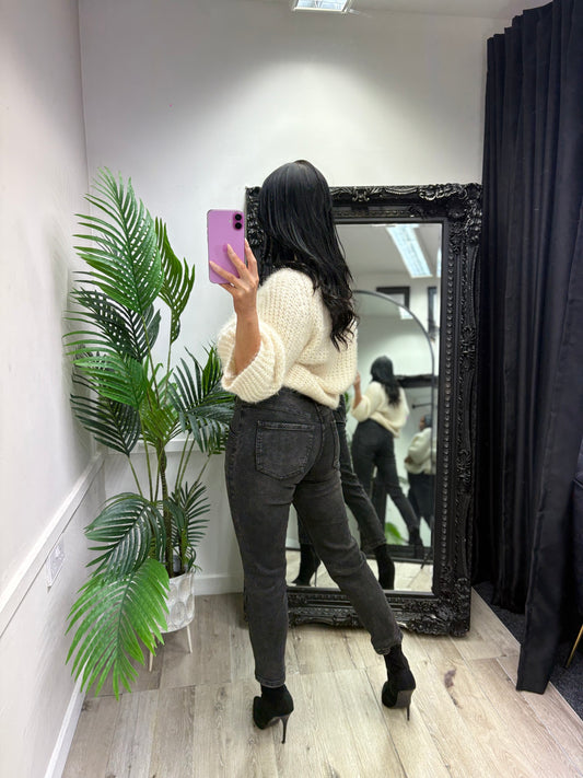 High Waisted Charcoal Jeans