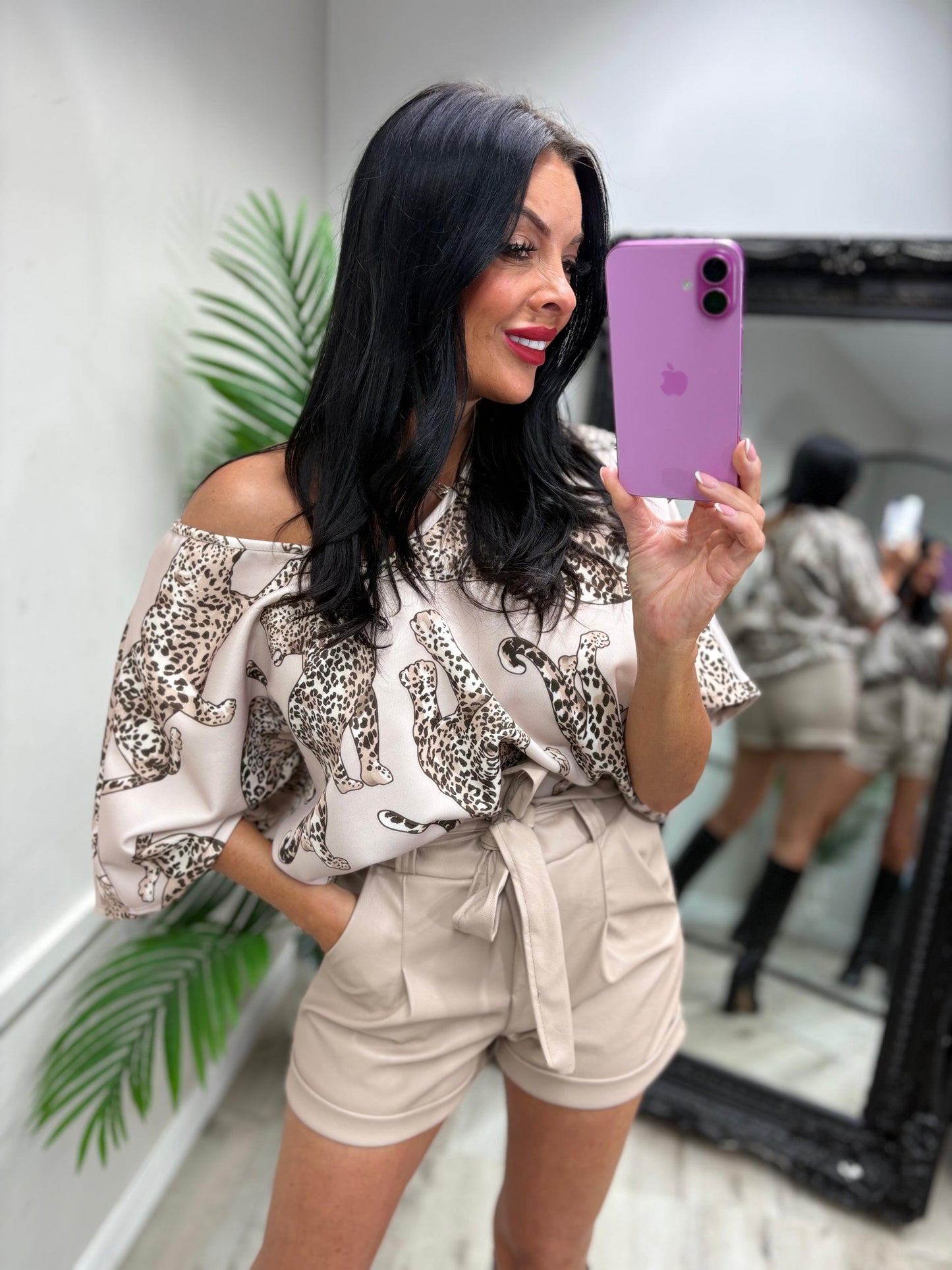 PU Shorts - Beige