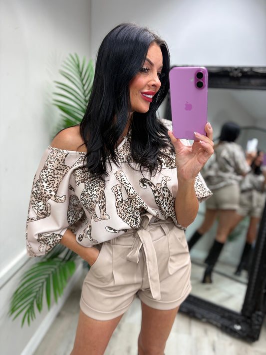 PU Shorts - Beige