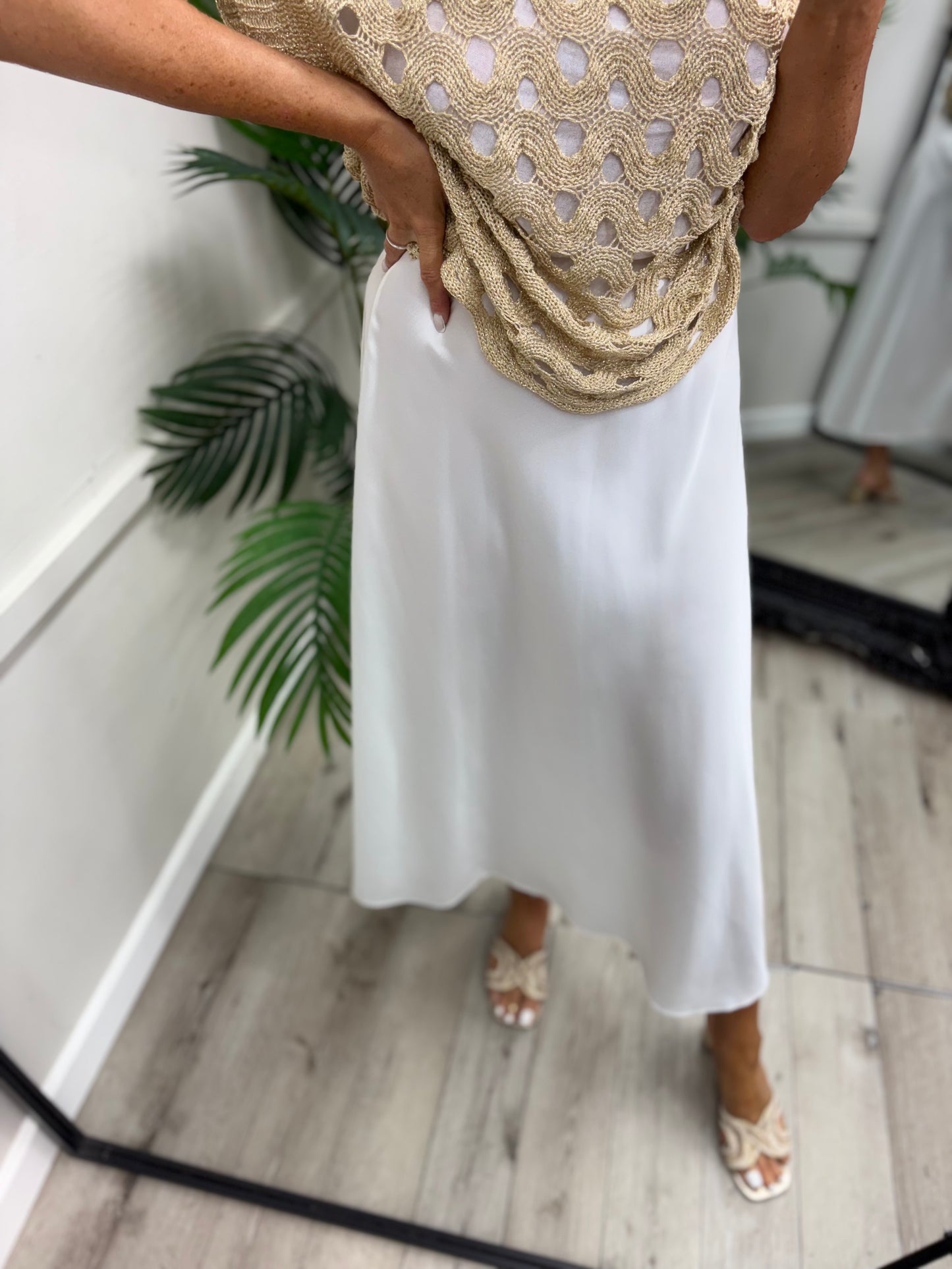 Lara Satin Skirt - white