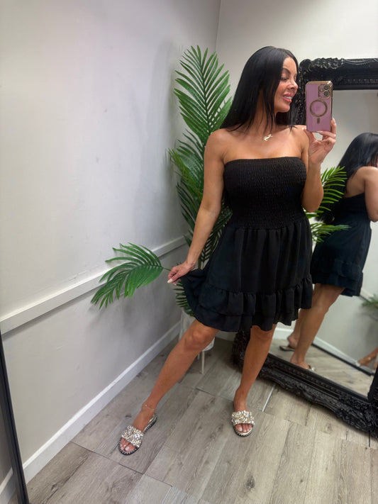 Yasmin Ruffle Dress - Black