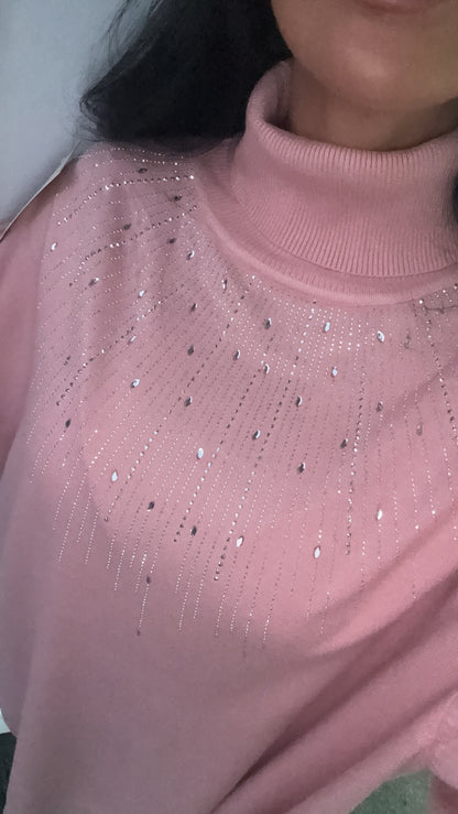 Bling Jumper Dress - Blush Pink