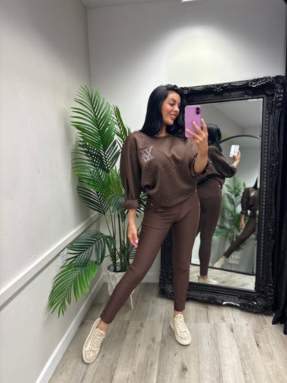 Abigail Diamanté Top - chocolate