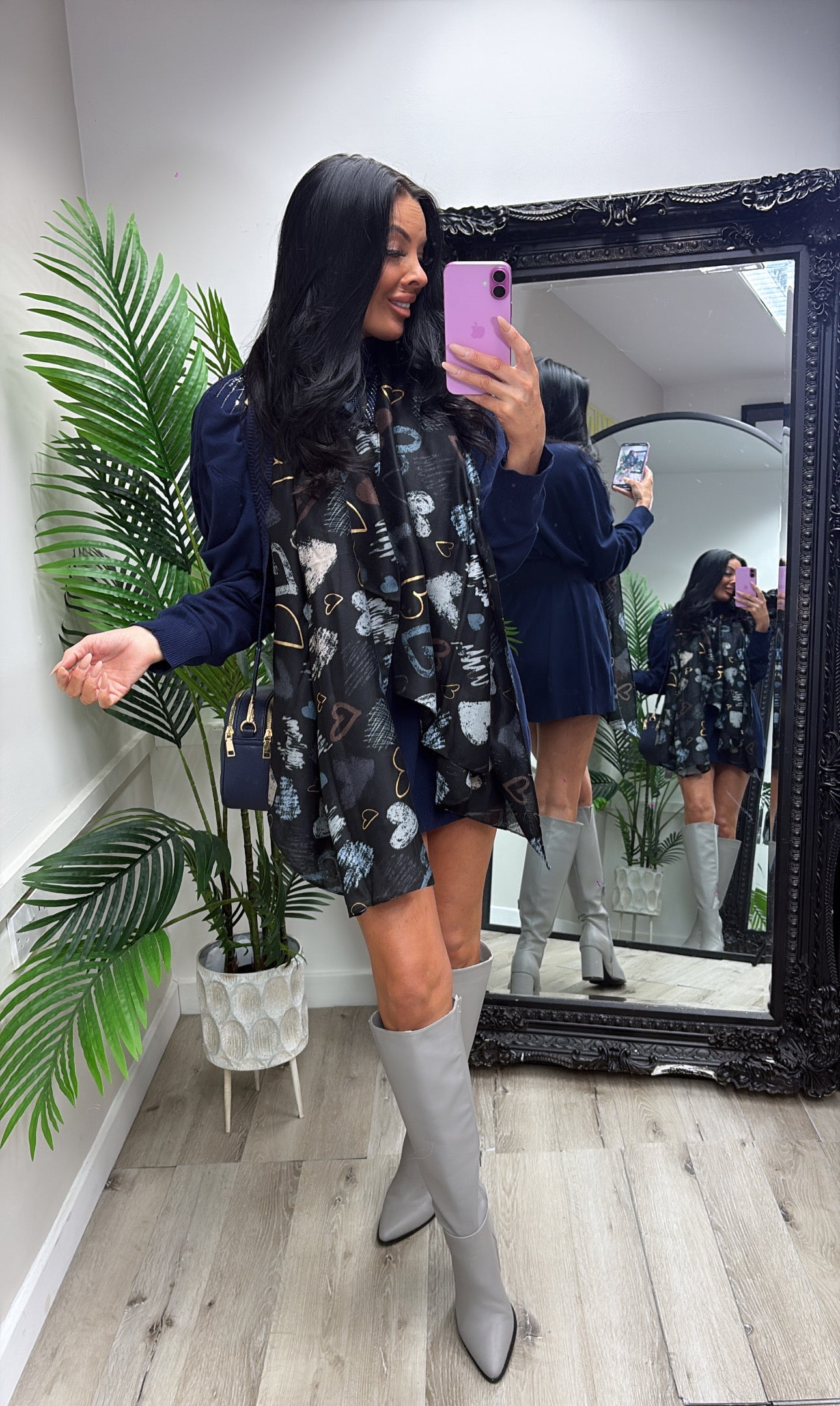 Bling Jumper Dress - Navy