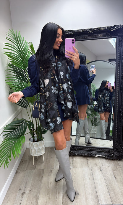 Bling Jumper Dress - Navy