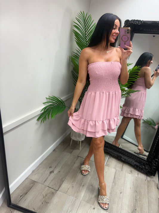 Yasmin Ruffle Dress - Blush Pink