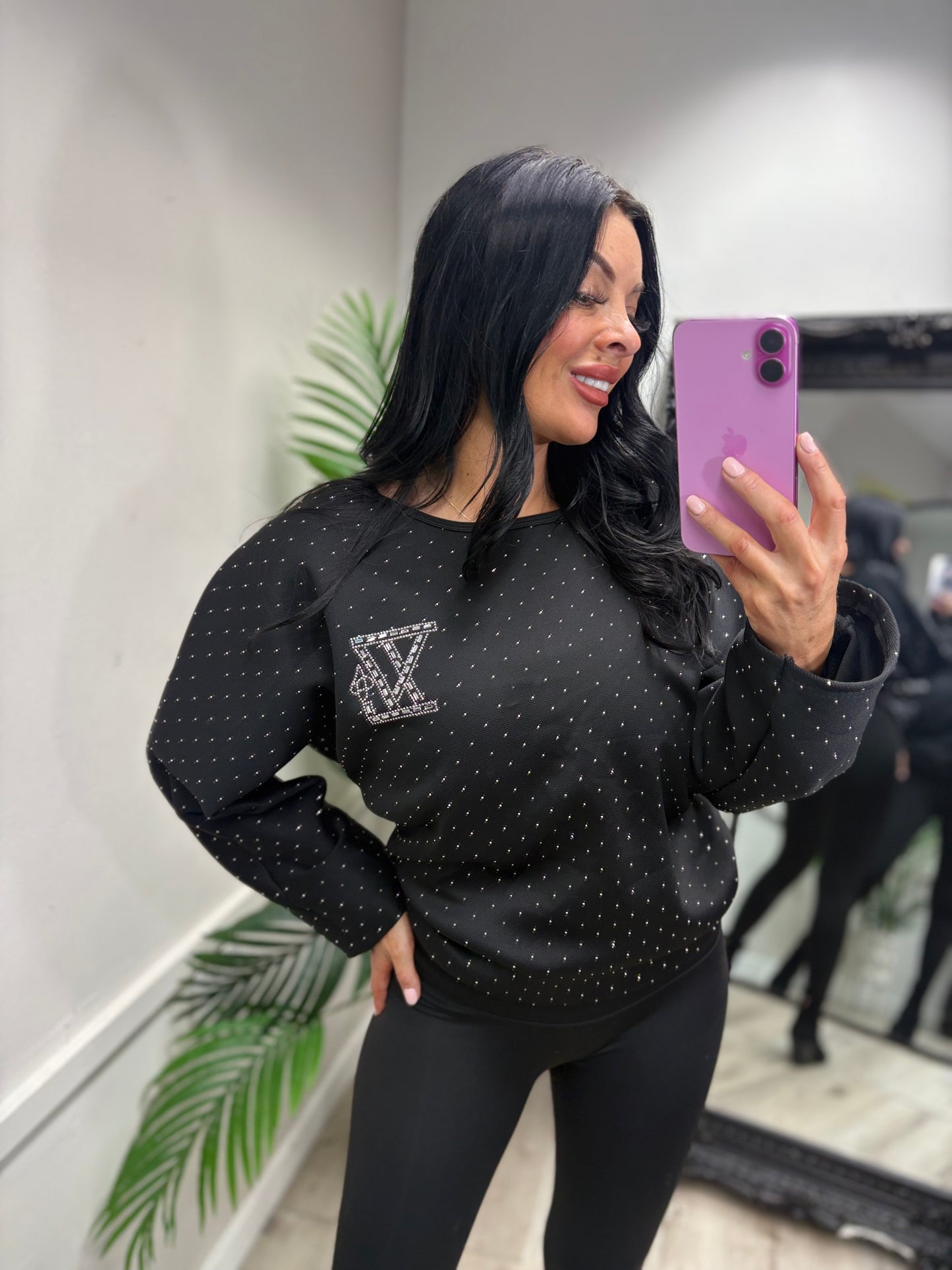 Abigail Diamanté Top - Black