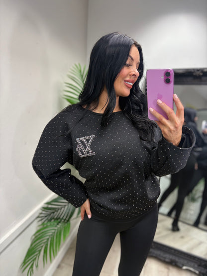 Abigail Diamanté Top - Black