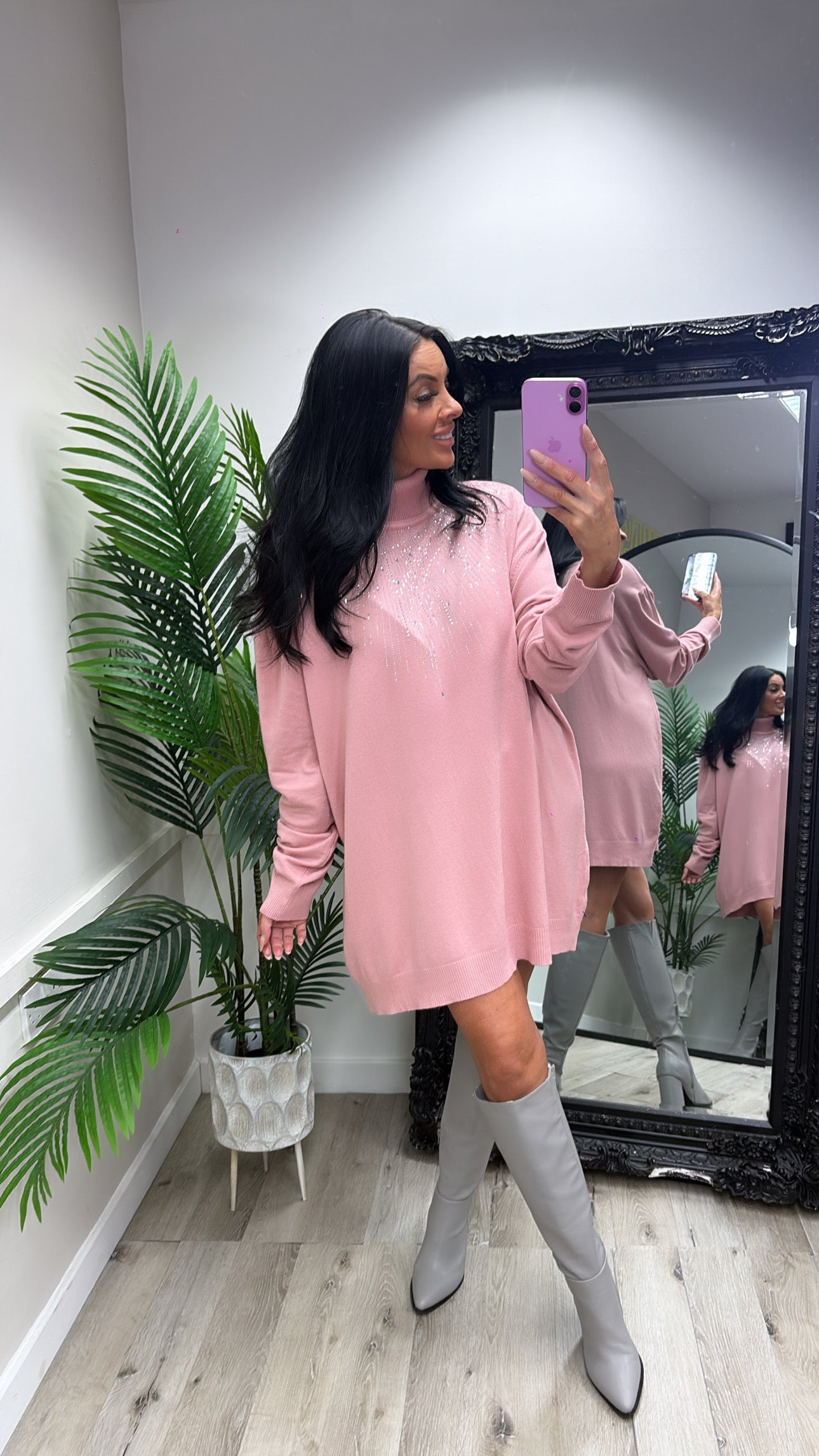 Bling Jumper Dress - Blush Pink