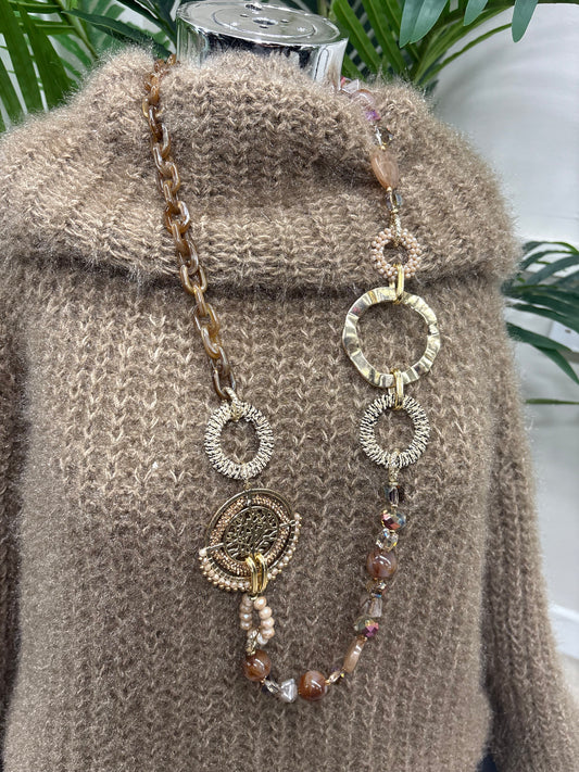Beige Tassel Necklace