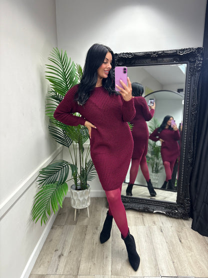 MILEY - Knitted jumper dress -  wine