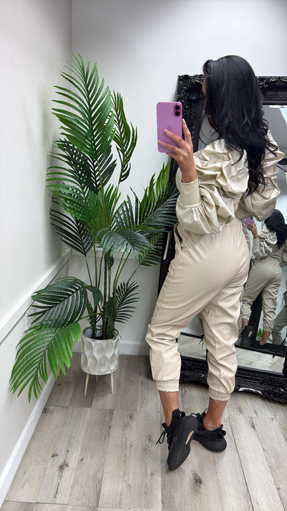 PU JOGGERS - Cream
