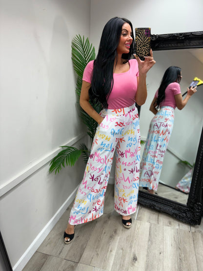 Graffiti Trousers - White