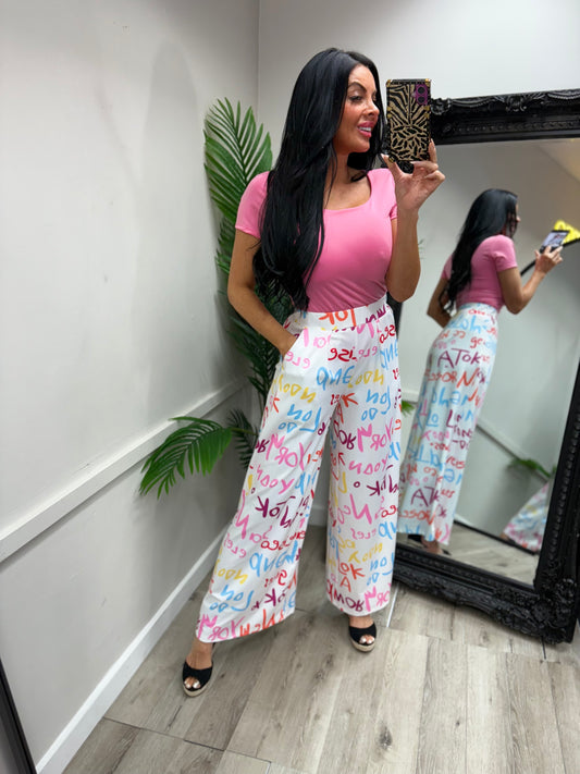 Graffiti Trousers - White