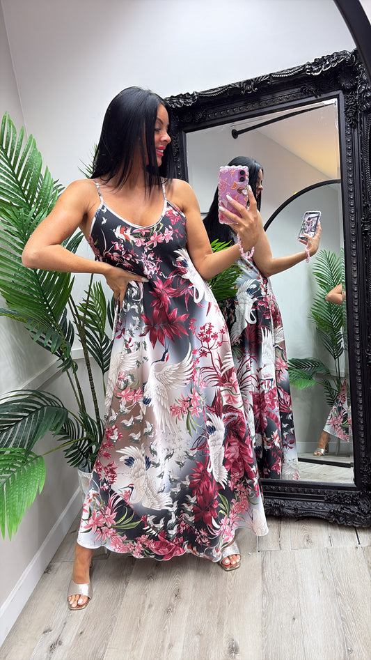 Mariah Maxi Dress - Black/Wine
