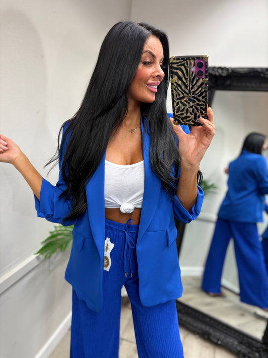 Ruffle Blazer - Royal Blue