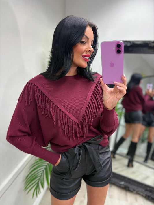 Samantha Tassel Jumper - Wine