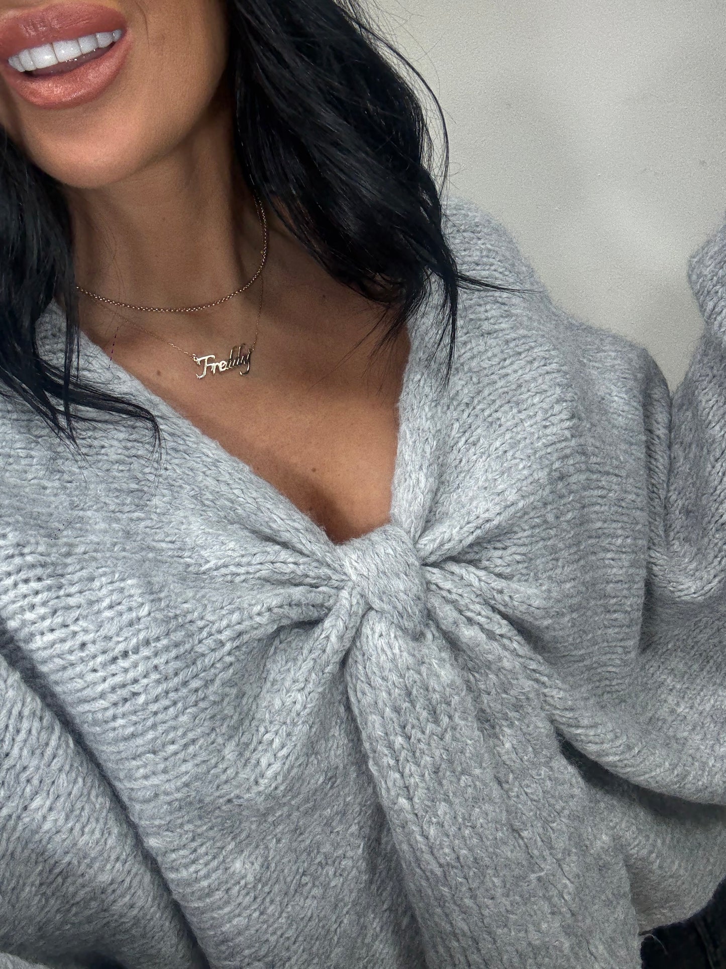 Bow Jumper - Grey