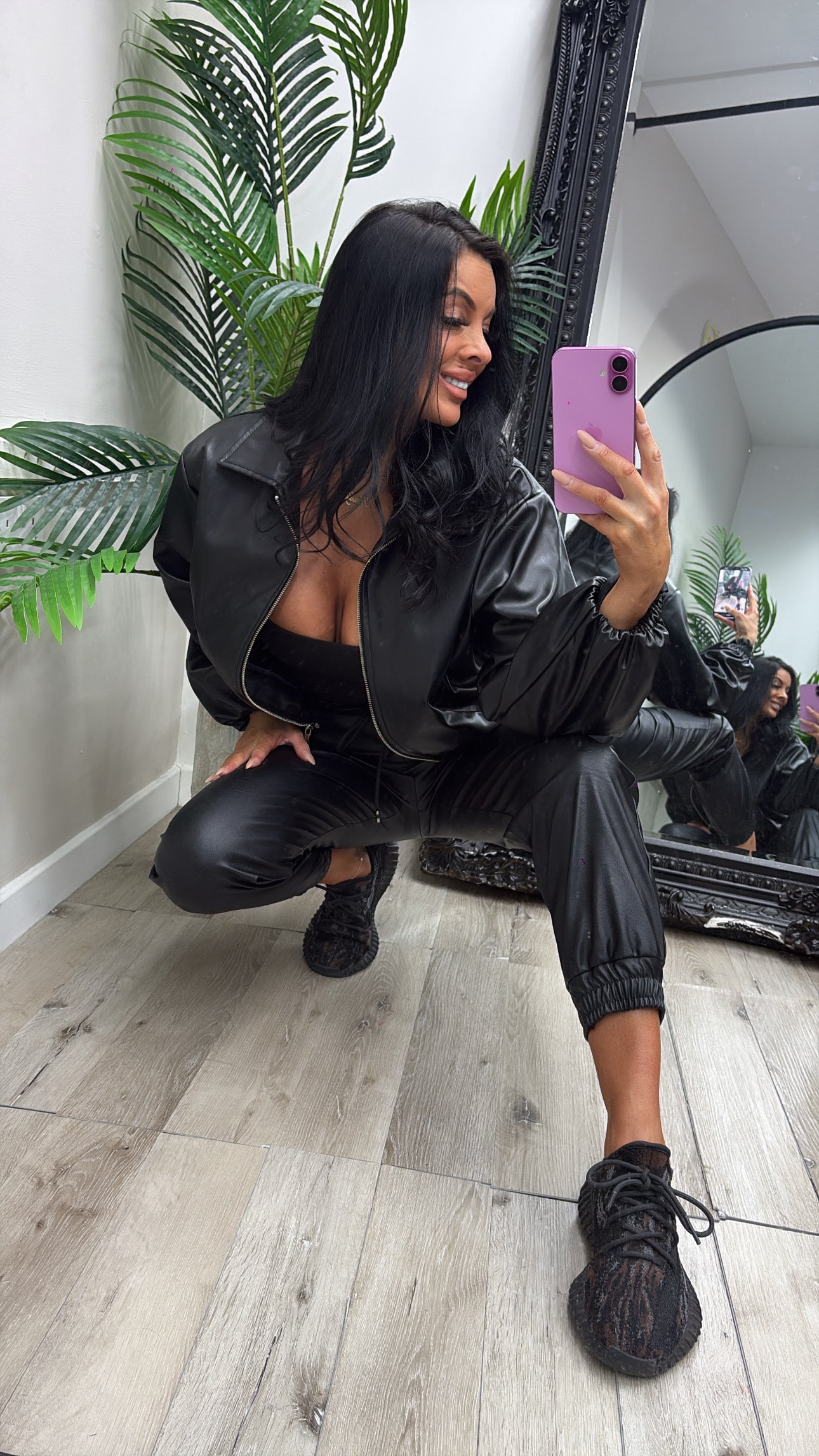 PU Bomber Jacket - Black